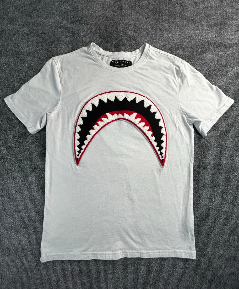 Eternity BC/AD Shark Mouth Chenille Graphic T-Shirt White Men's M